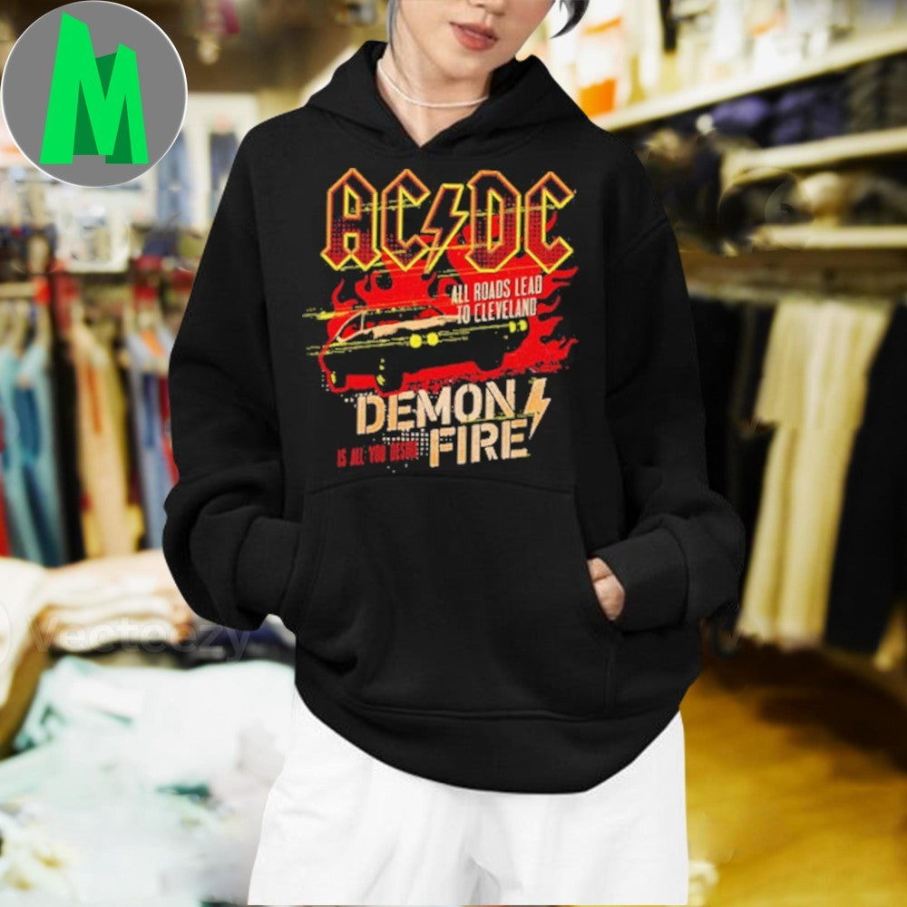 AC DC Demon Fire The Huntington Bank Field 2025 Tour T-Shirt Hard Rock Band Merch