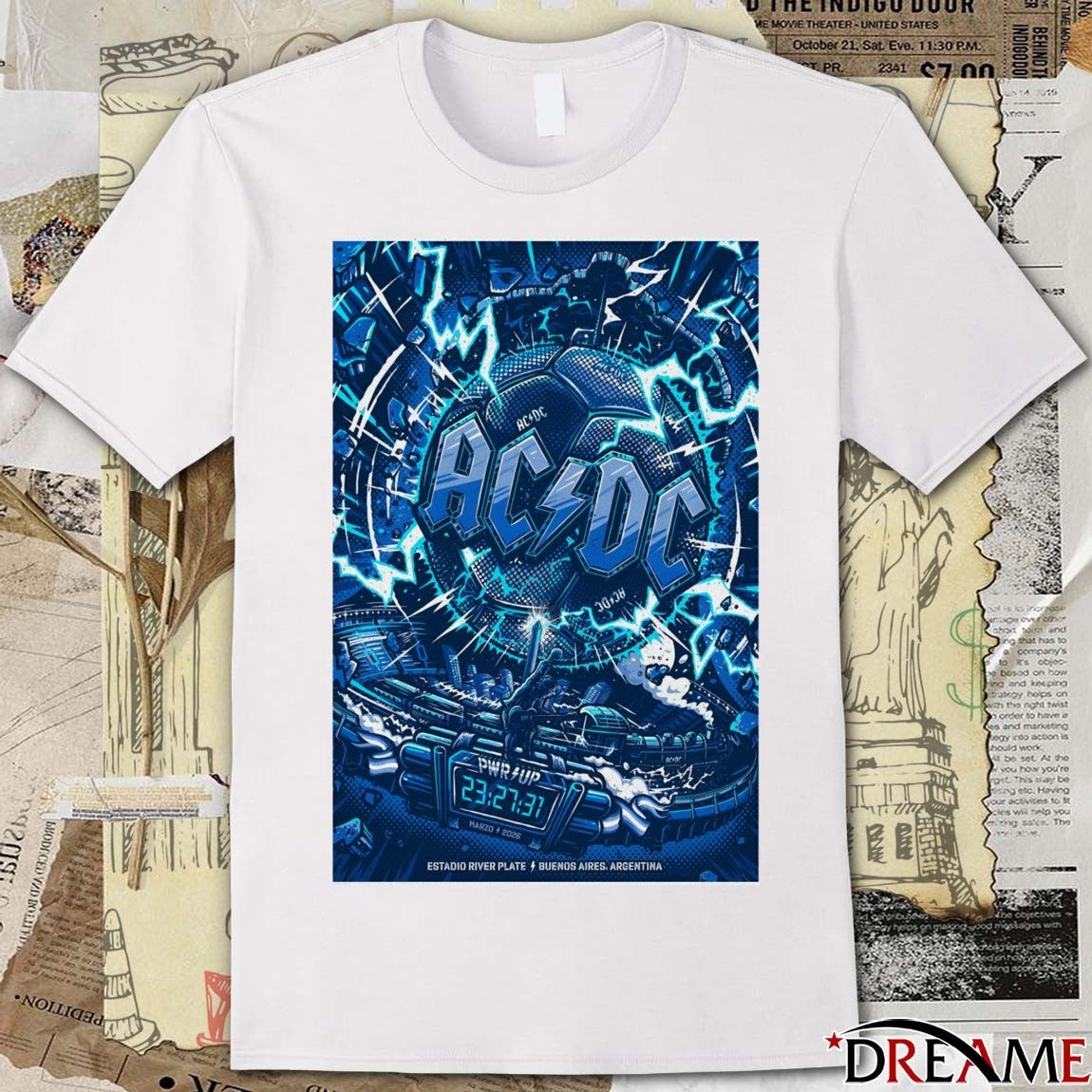 AC DC Estadio River Plate Buenos Aires Argentina PWR Up Tour March 2026 Poster t-shirt