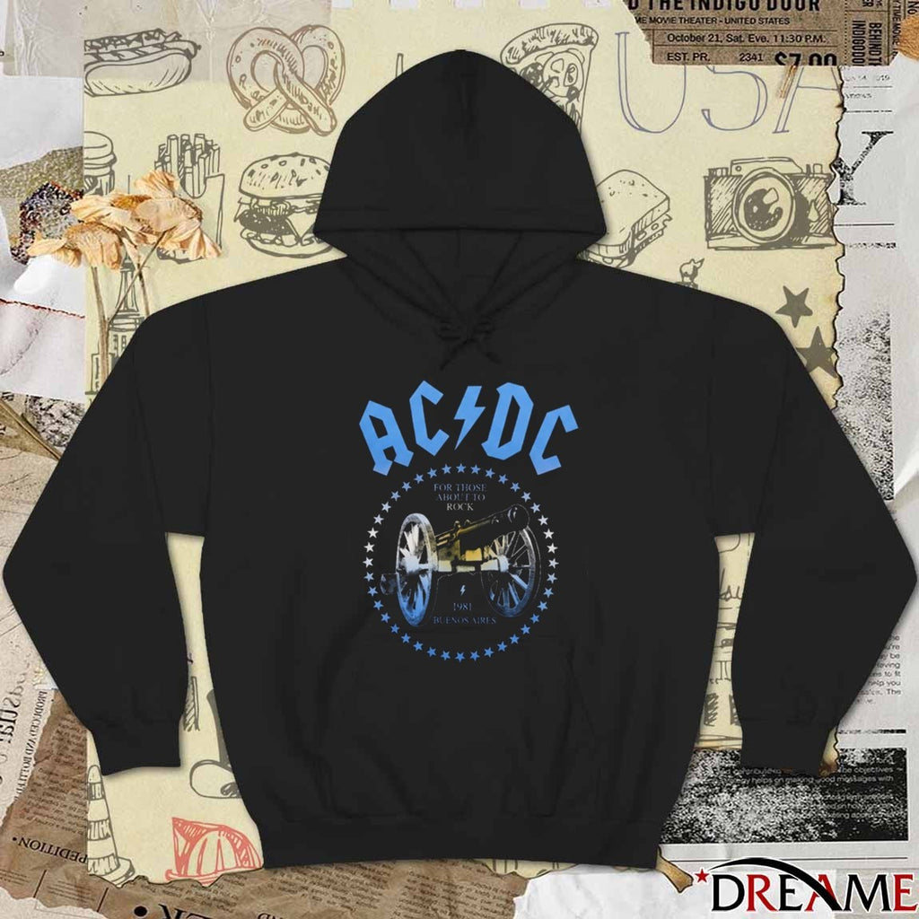 AC DC For Those About To Rock We Salute You 1981 Buenos Aires Tour Album Classic Rock Band t-shirt
