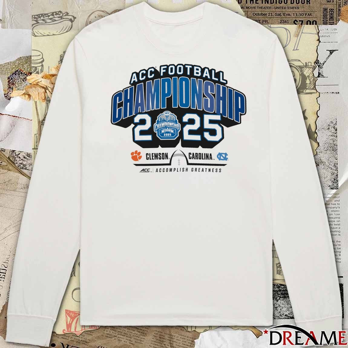 ACC Atlantic Coast Conference Football Championship 2025 Clemson Tigers Vs North Carolina Tar Heels t-shirt