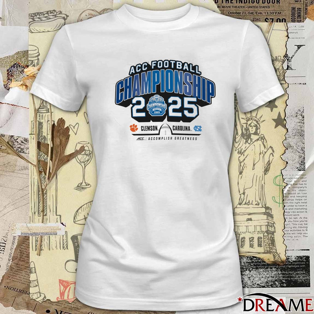 ACC Atlantic Coast Conference Football Championship 2025 Clemson Tigers Vs North Carolina Tar Heels t-shirt