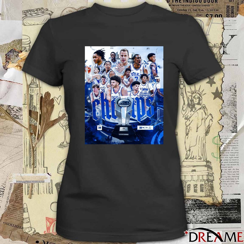 ACC Champs Basketball Duke Devil win Virginia Cavaliers 74 – 70 Poster t-shirt