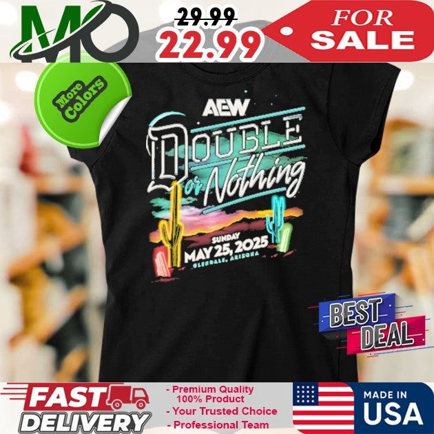 AEW Double or Nothing 2025 Official Comfort Colors Heavyweight Pro Wrestling Event Shirt