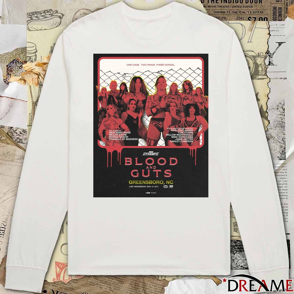 AEW Dynamite Blood and Guts Greensboro, NC November 12 2025 Poster t-shirt