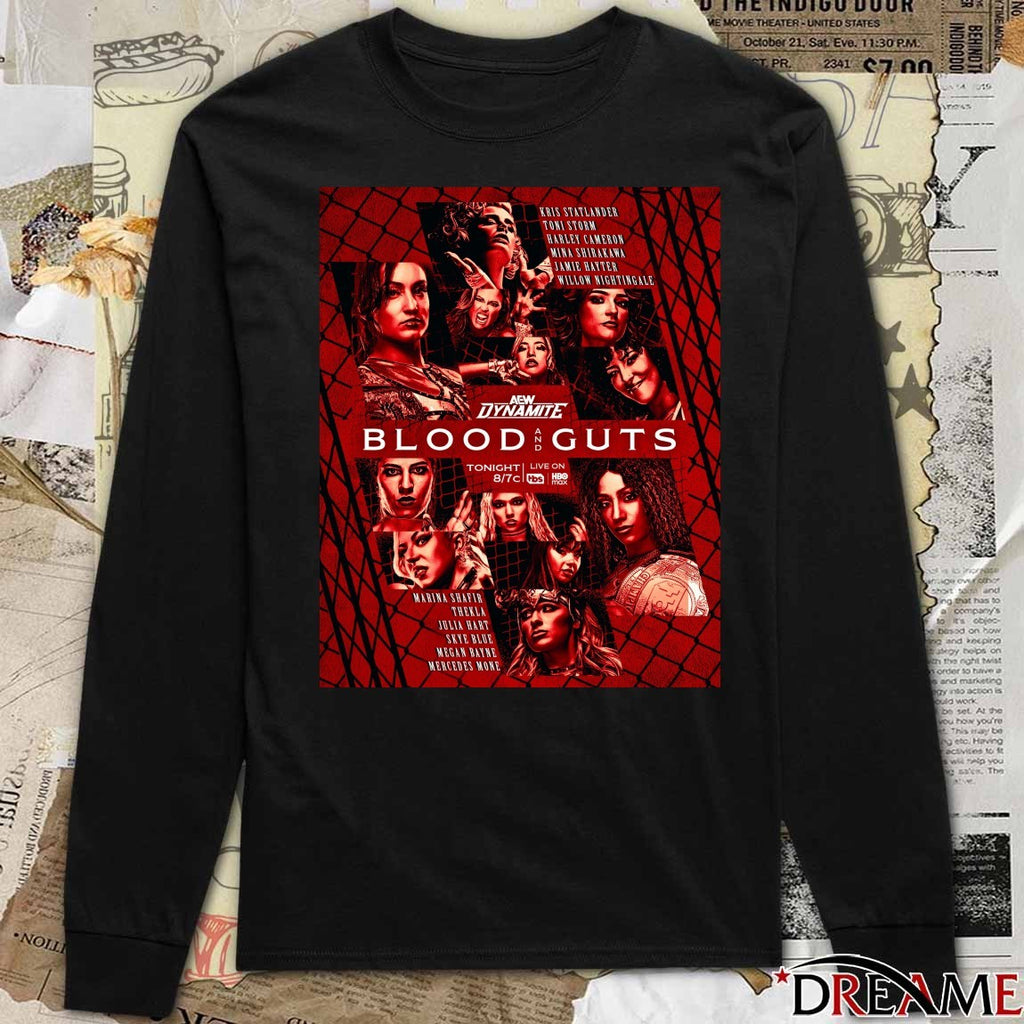 AEW Dynamite Blood and Guts Kris Statlander, Toni Storm, Willow Nightingale, Jamie Hayter, and Mercedes Moné 2025 Poster t-shirt