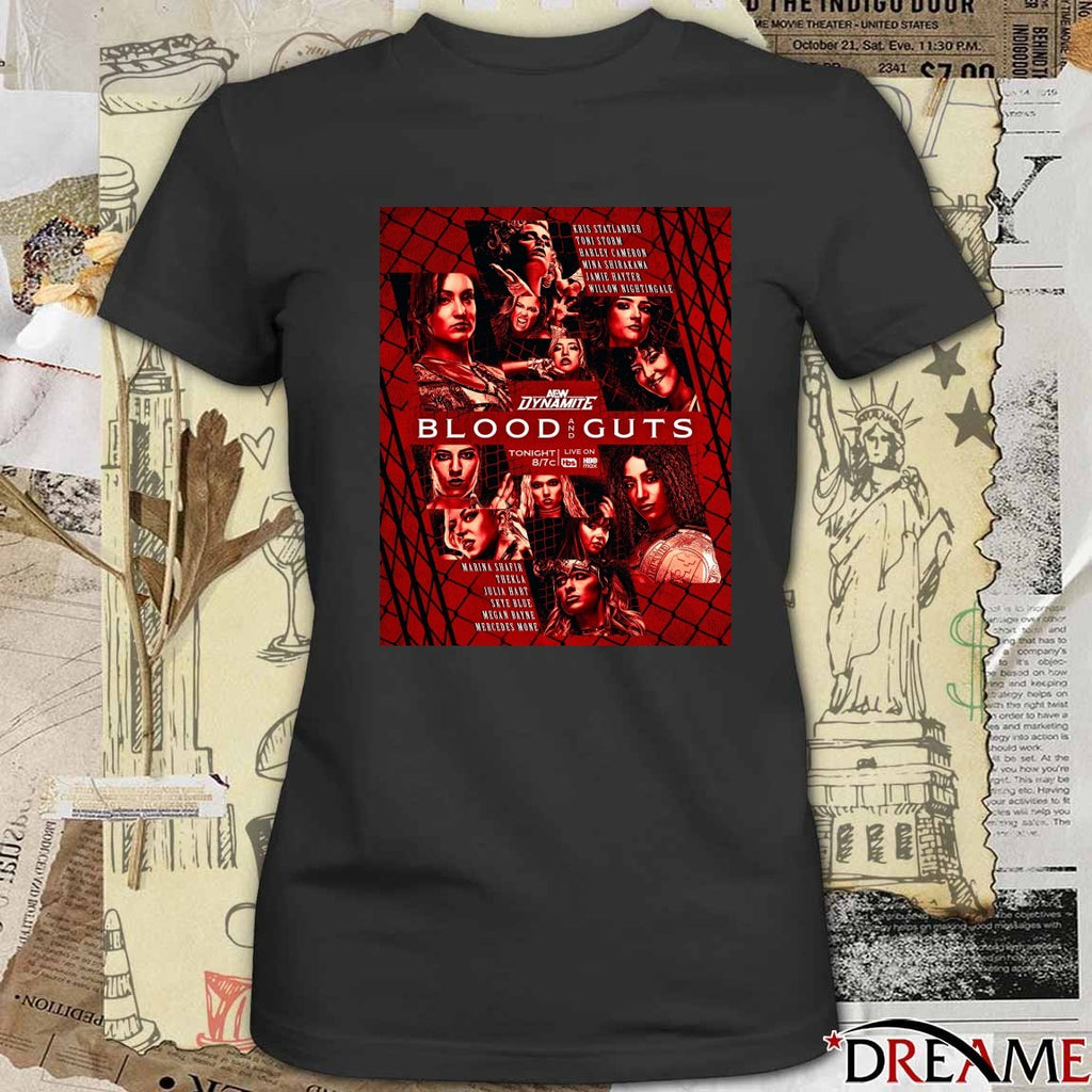 AEW Dynamite Blood and Guts Kris Statlander, Toni Storm, Willow Nightingale, Jamie Hayter, and Mercedes Moné 2025 Poster t-shirt