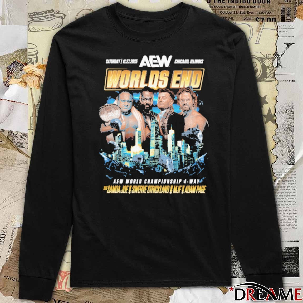 AEW Worlds End 2025 Matchup Samoa Joe vs Hangman Adam Page vs Swerve Strickland vs MJF December 27 t-shirt