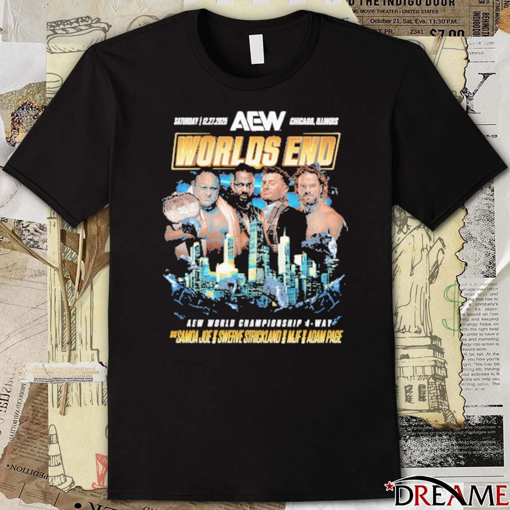 AEW Worlds End 2025 Matchup Samoa Joe vs Hangman Adam Page vs Swerve Strickland vs MJF December 27 t-shirt