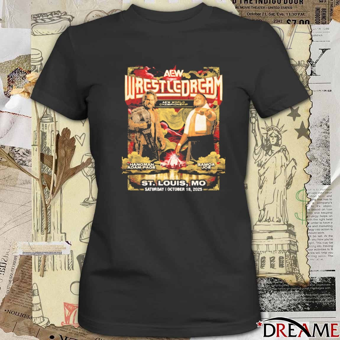 AEW WrestleDream 2025 Matchup Hangman Adam Page vs Samoa Joe St Louis MO Fanart t-shirt