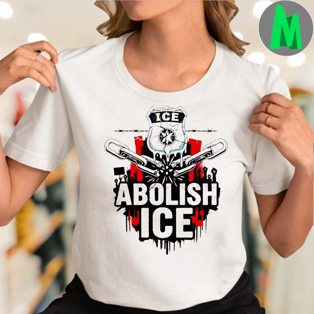 Abolish Ice Protest Graphic Badge Barbed Wire Art Shirt