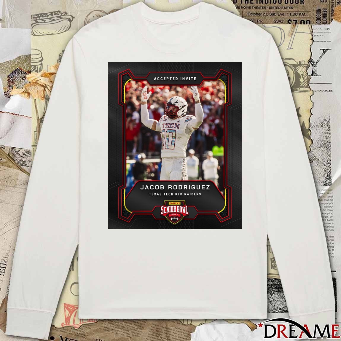 Accepted Invite LB Jacob Rodriguez Texas Tech Red Raiders 2026 Panini Senior Bowl Poster t-shirt