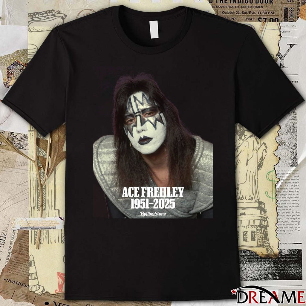Ace Frehley RIP 1951 – 2025 Rolling Stone Fanart t-shirt