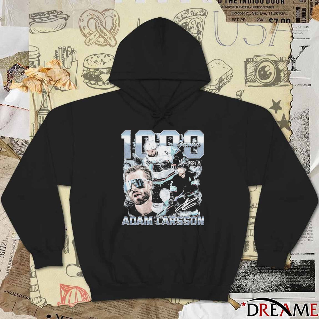 Adam Larsson Seattle Kraken Hockey 1000 Games F&B Signature t-shirt