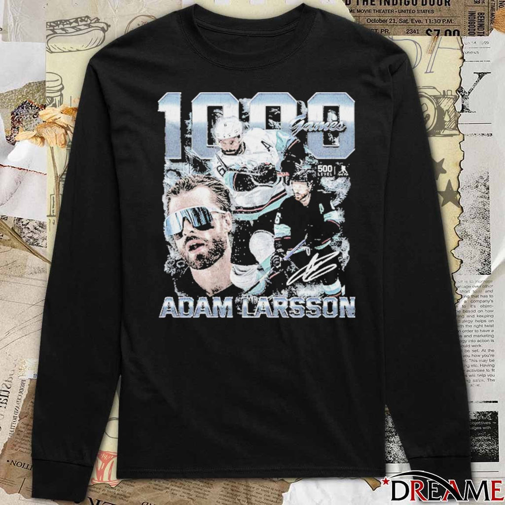 Adam Larsson Seattle Kraken Hockey 1000 Games F&B Signature t-shirt