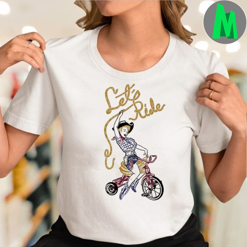 Akinz Find Your Wings Let’s Ride Cowgirl Tricycle Western Inspired Fan Graphic Shirt