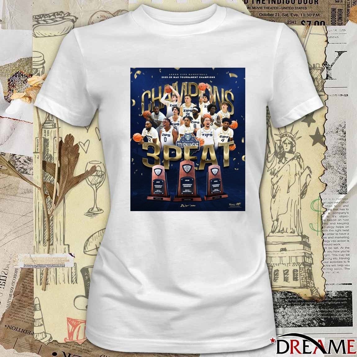 Akron Zips Basketball 2025-26 MAC Tournament Champions Poster t-shirt
