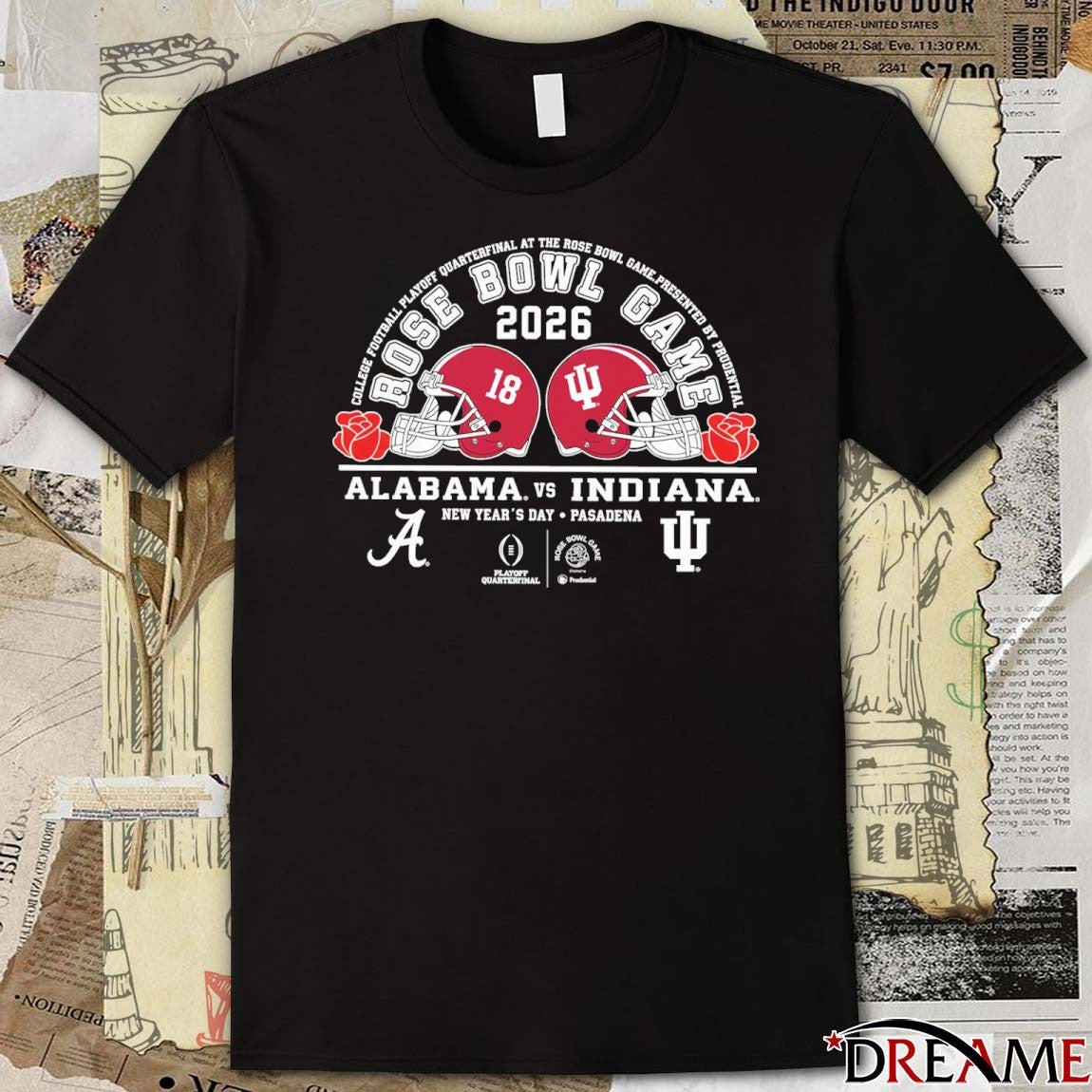 Alabama Vs Indiana Football 2026 CFP Rose Bowl Game Head to Head New Year’s Day Pasadena Helmets t-shirt