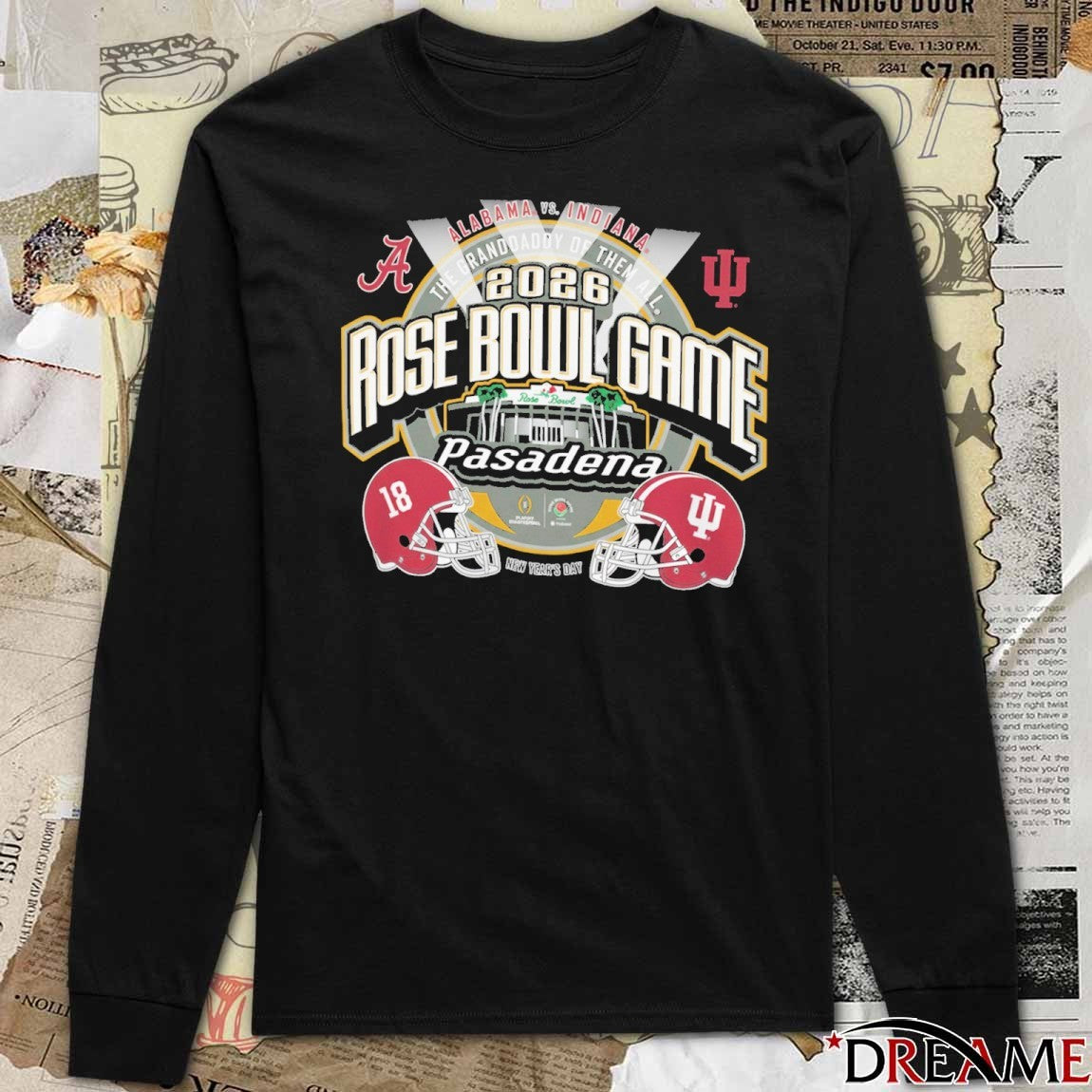 Alabama Vs Indiana Football 2026 CFP Rose Bowl Game Head to Head The Granddaddy Of Them All New Year’s Day Helmets t-shirt