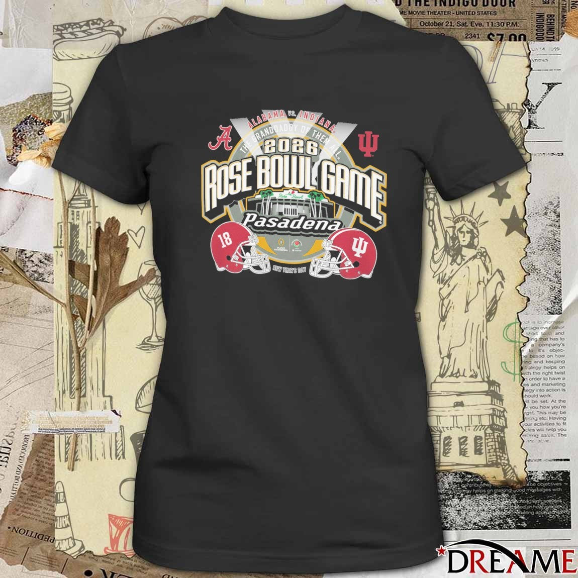 Alabama Vs Indiana Football 2026 CFP Rose Bowl Game Head to Head The Granddaddy Of Them All New Year’s Day Helmets t-shirt