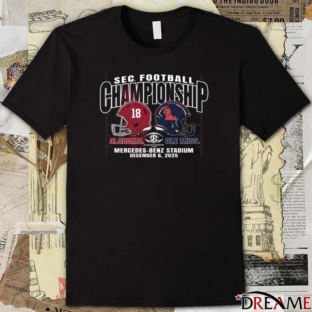 Alabama Vs Ole Miss 2025 SEC Football Championship December 6, 2025, at the Mercedes-Benz Stadium t-shirt