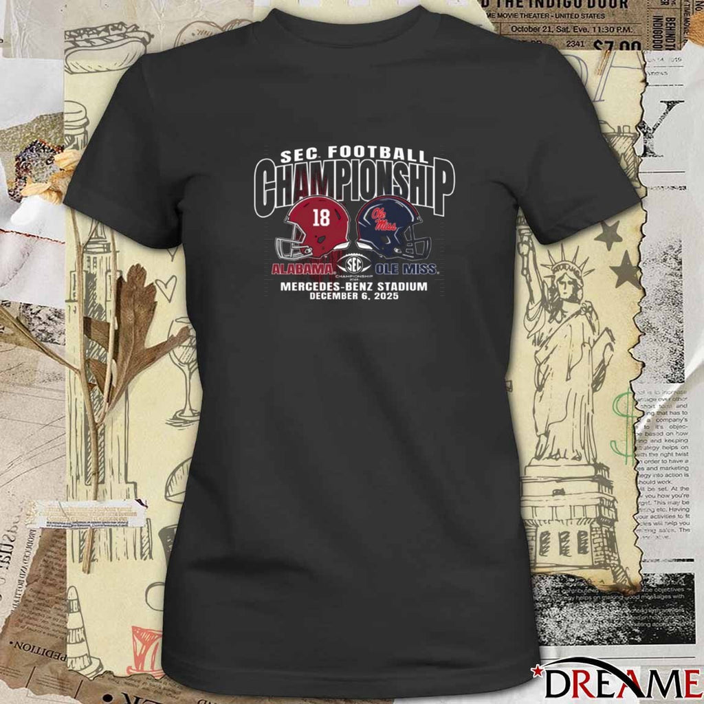 Alabama Vs Ole Miss 2025 SEC Football Championship December 6, 2025, at the Mercedes-Benz Stadium t-shirt