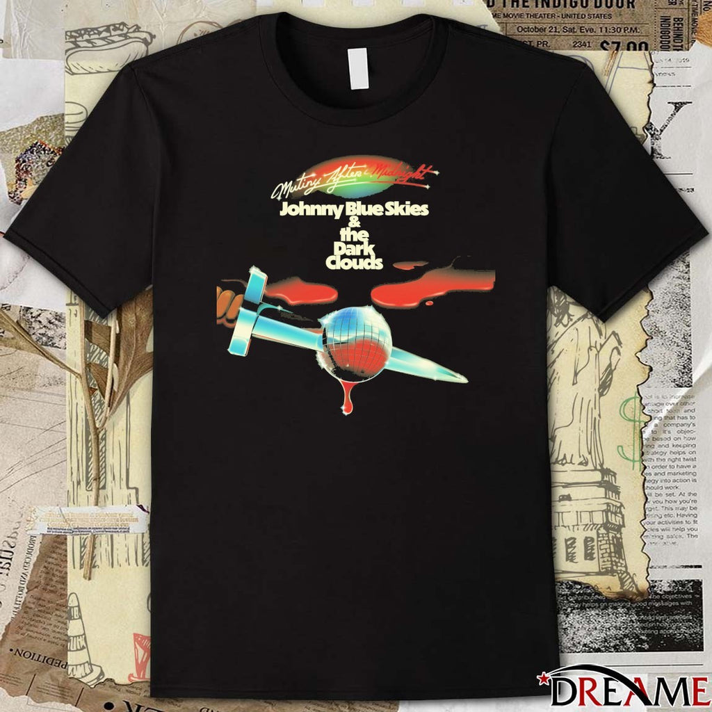 Album Cover Mutiny After Midnight By Johnny Blue Skies and The Dark Clouds t-shirt