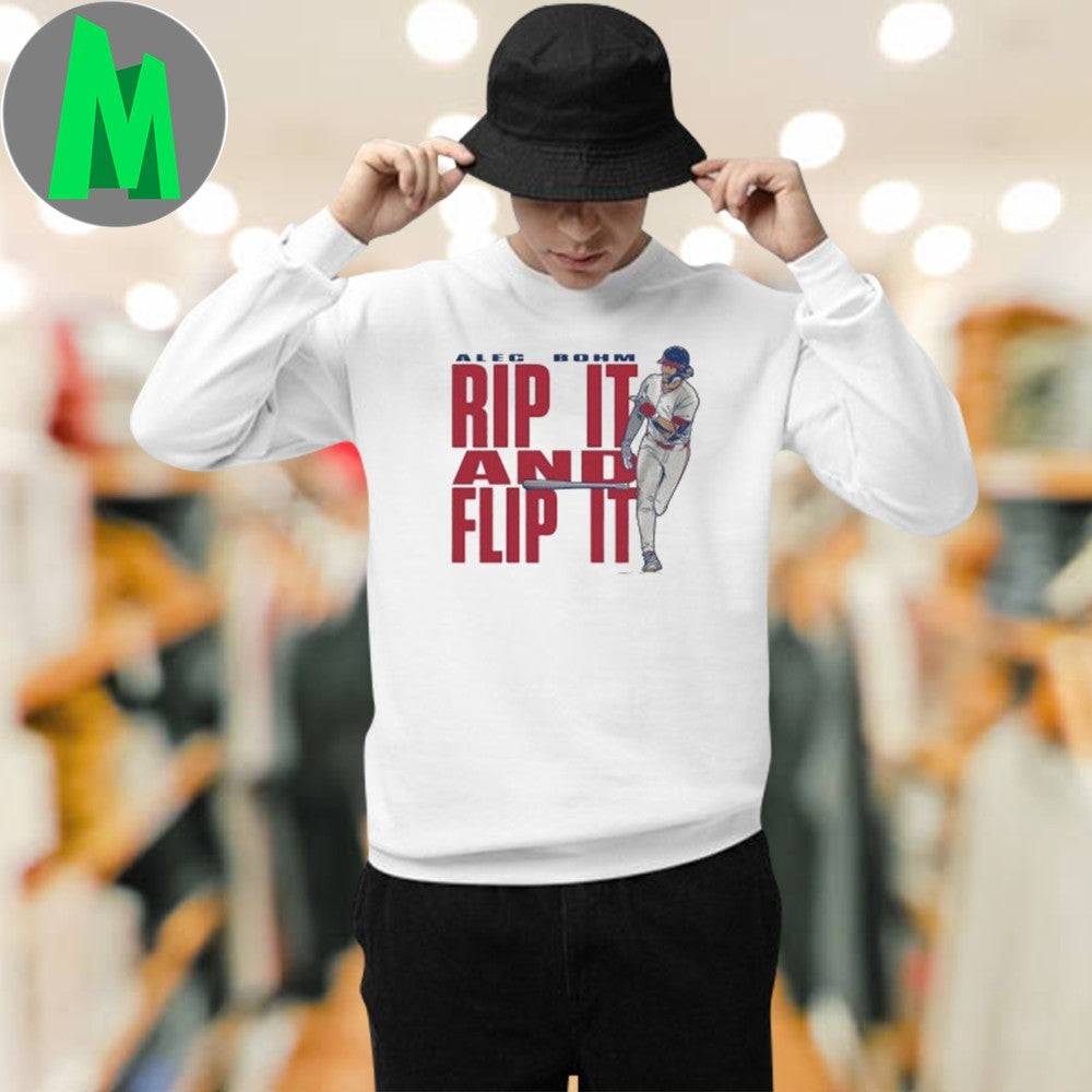 Alec Bohm Rip It and Flip It Philadelphia Phillies Baseball T-Shirt