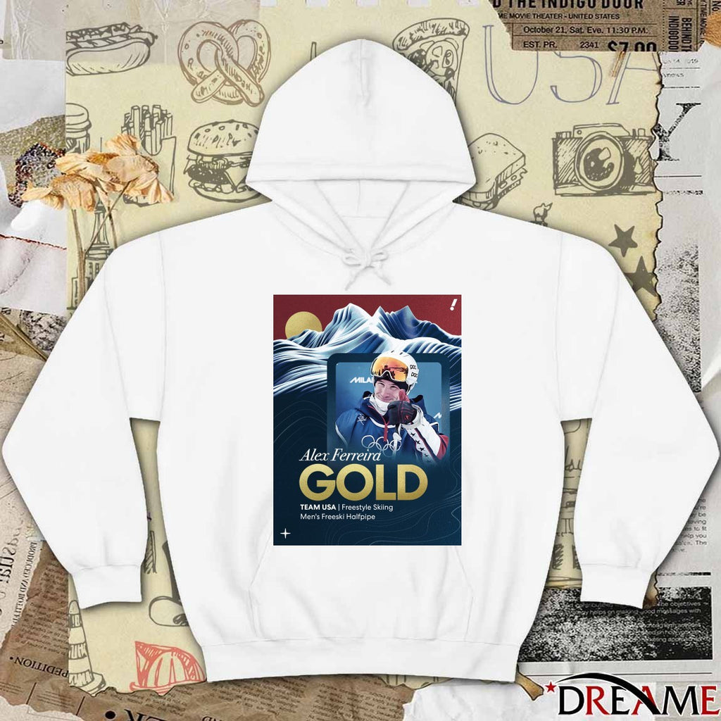 Alex Ferreira GOLD TEAM USA Freestyle Skiing Men’s Freeski Halfpipe Poster t-shirt