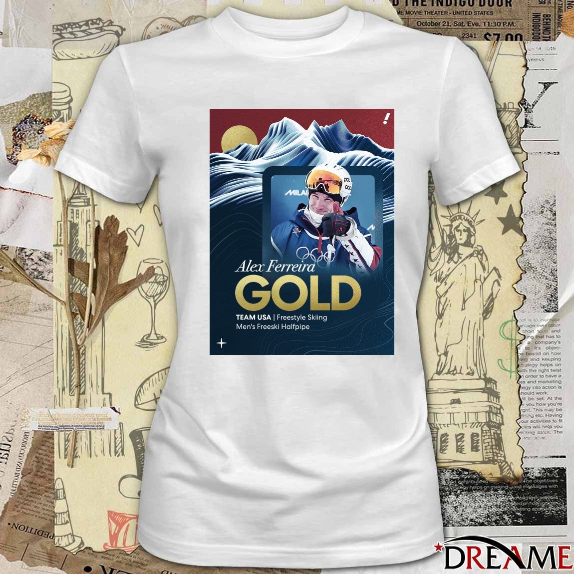 Alex Ferreira GOLD TEAM USA Freestyle Skiing Men’s Freeski Halfpipe Poster t-shirt