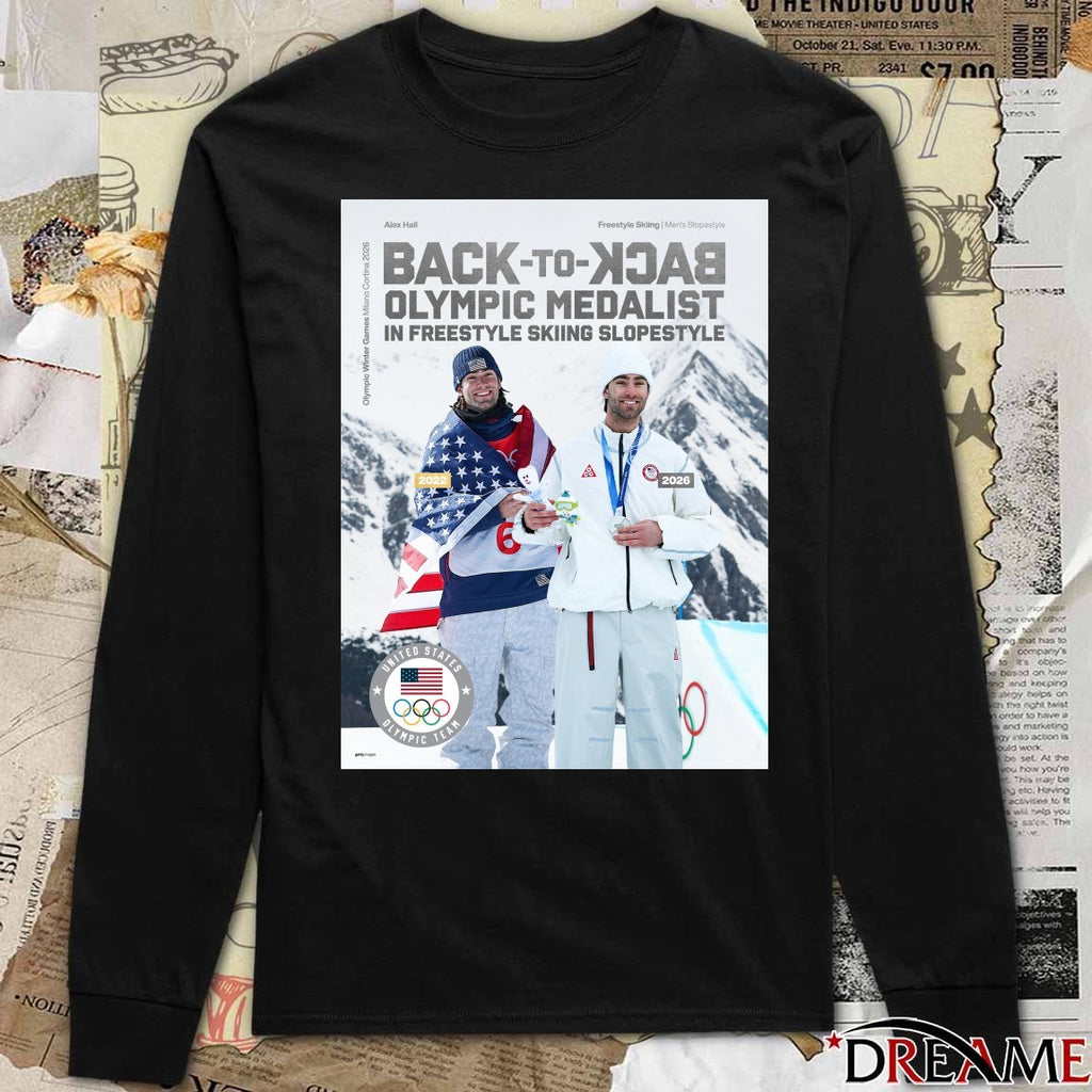 Alex Hall Back To Back Olympic Medalist In Freestyle Skiing Slopestyle 2026 Poster t-shirt