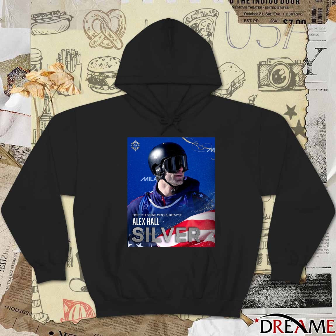 Alex Hall Freestyle Skiing Men’s Slopestyle Silver Milan Cortina 2026 Poster t-shirt