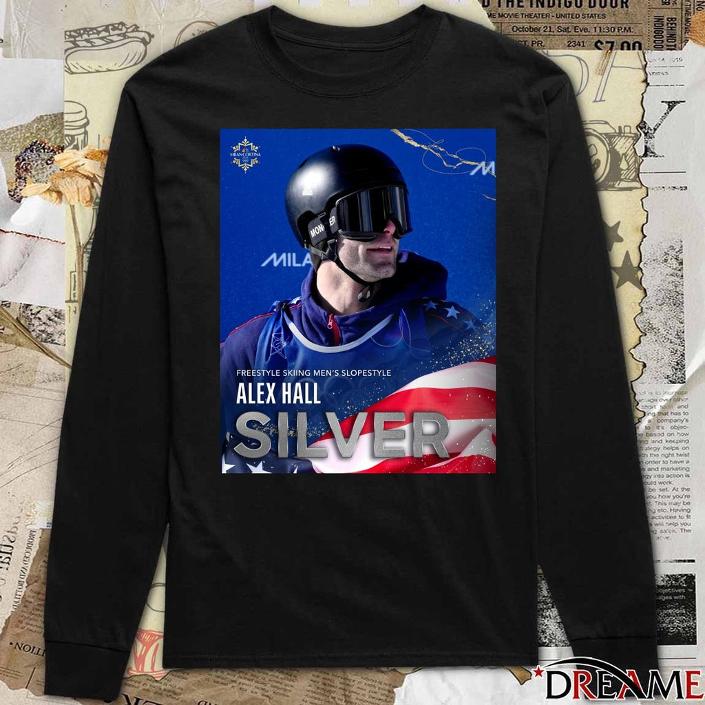 Alex Hall Freestyle Skiing Men’s Slopestyle Silver Milan Cortina 2026 Poster t-shirt
