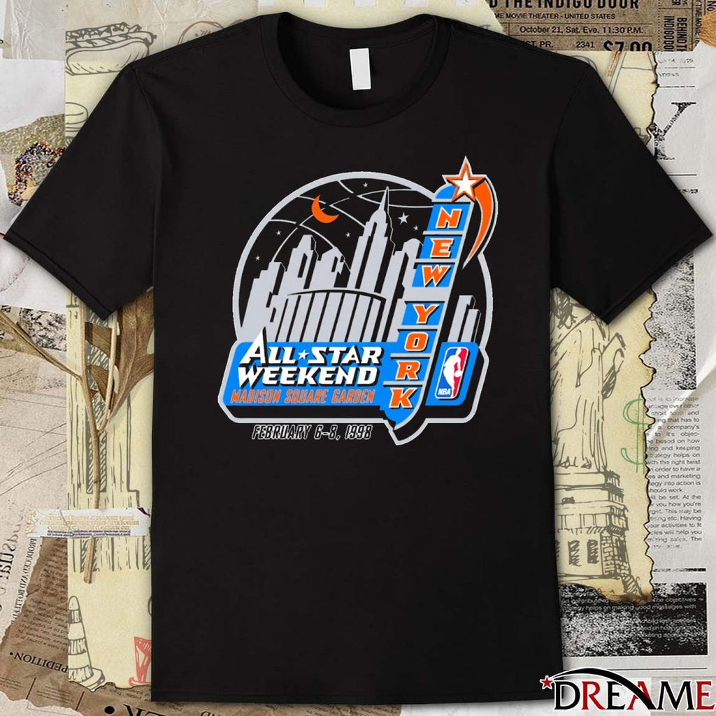 All-Stars Weekend Madison Square Garden February 6-8 1998 NBA New York Logo t-shirt