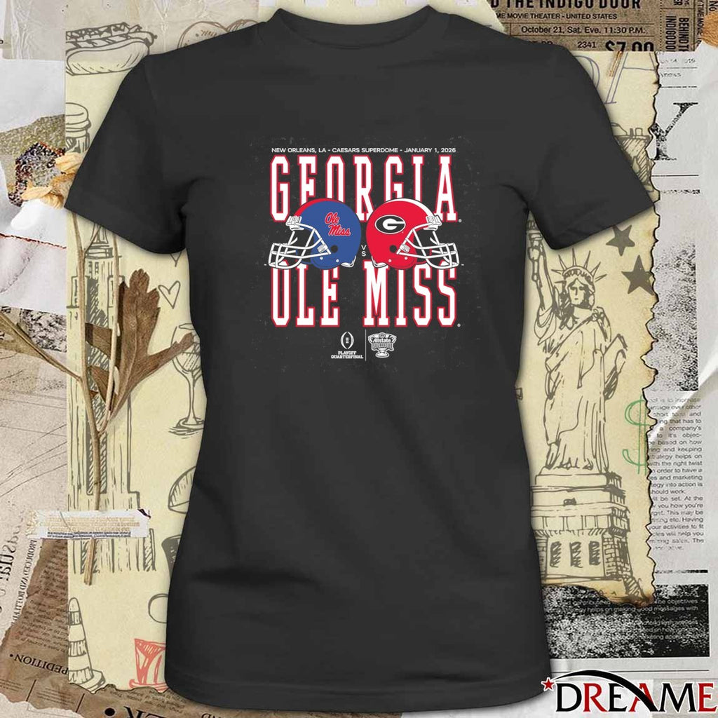 Allstate Sugar Bowl On January 1 2026 Ole Miss Vs Georgia Helmet Matchup t-shirt