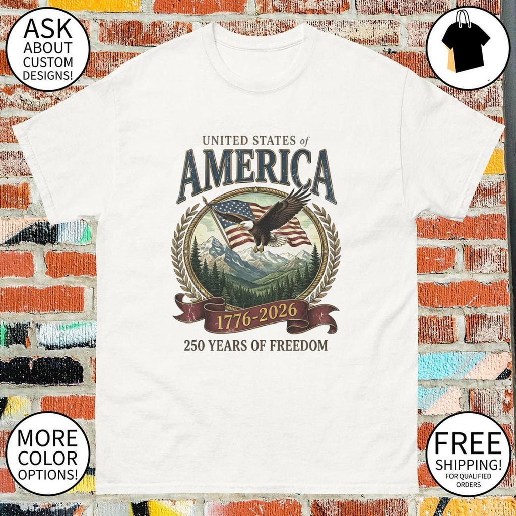 America 250th Anniversary 250 years of freedom 90s graphic style shirt