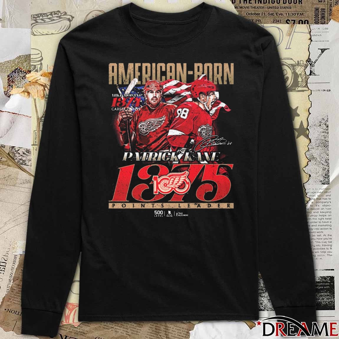 American Born Detroit Red Wings 1375 Points Leader Patrick Kane Signature t-shirt