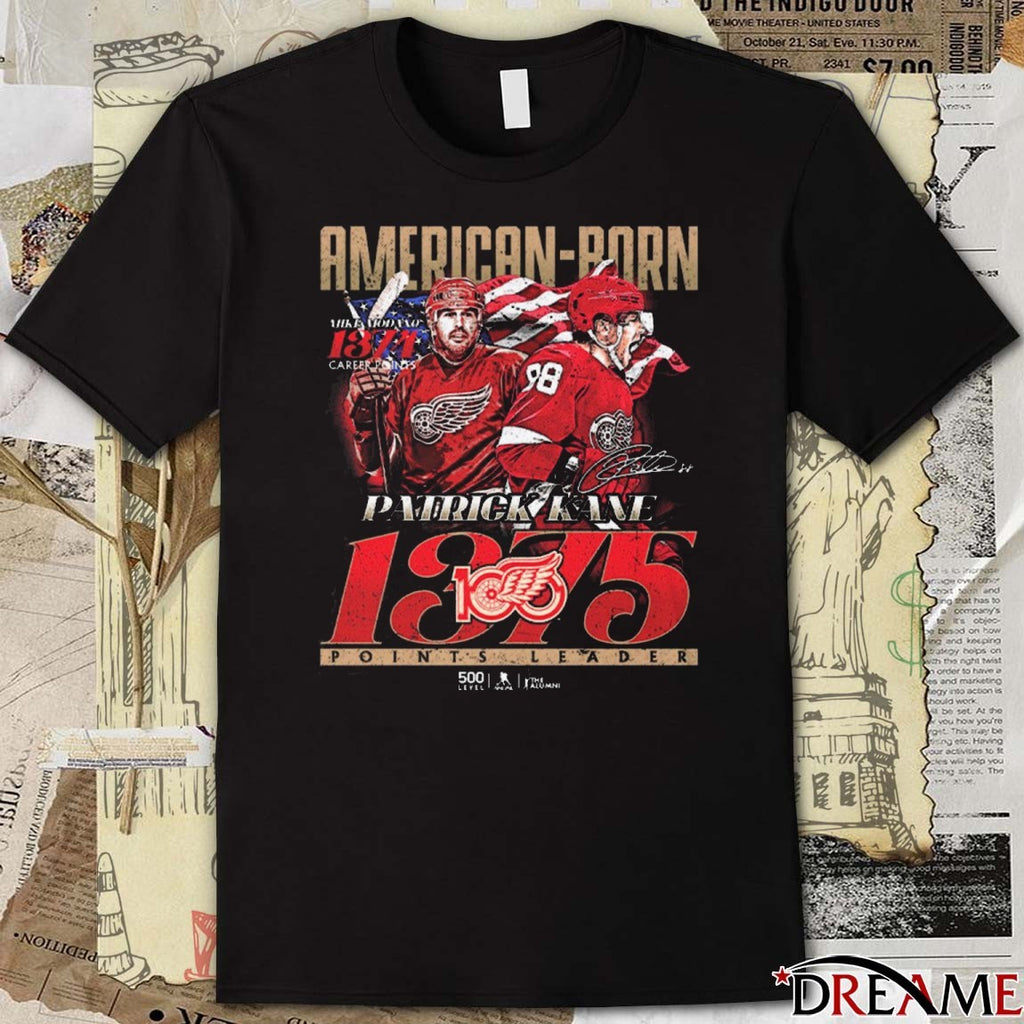 American Born Detroit Red Wings 1375 Points Leader Patrick Kane Signature t-shirt