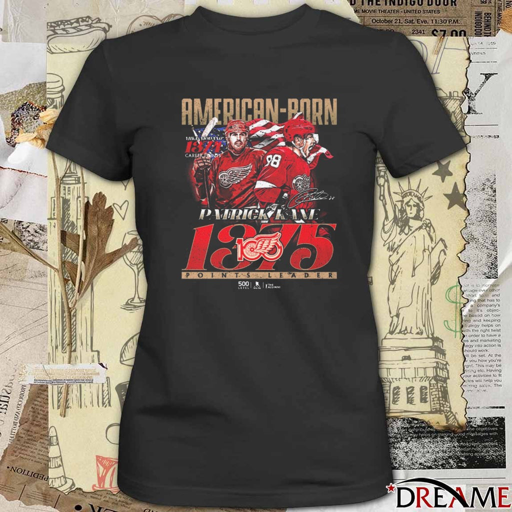 American Born Detroit Red Wings 1375 Points Leader Patrick Kane Signature t-shirt