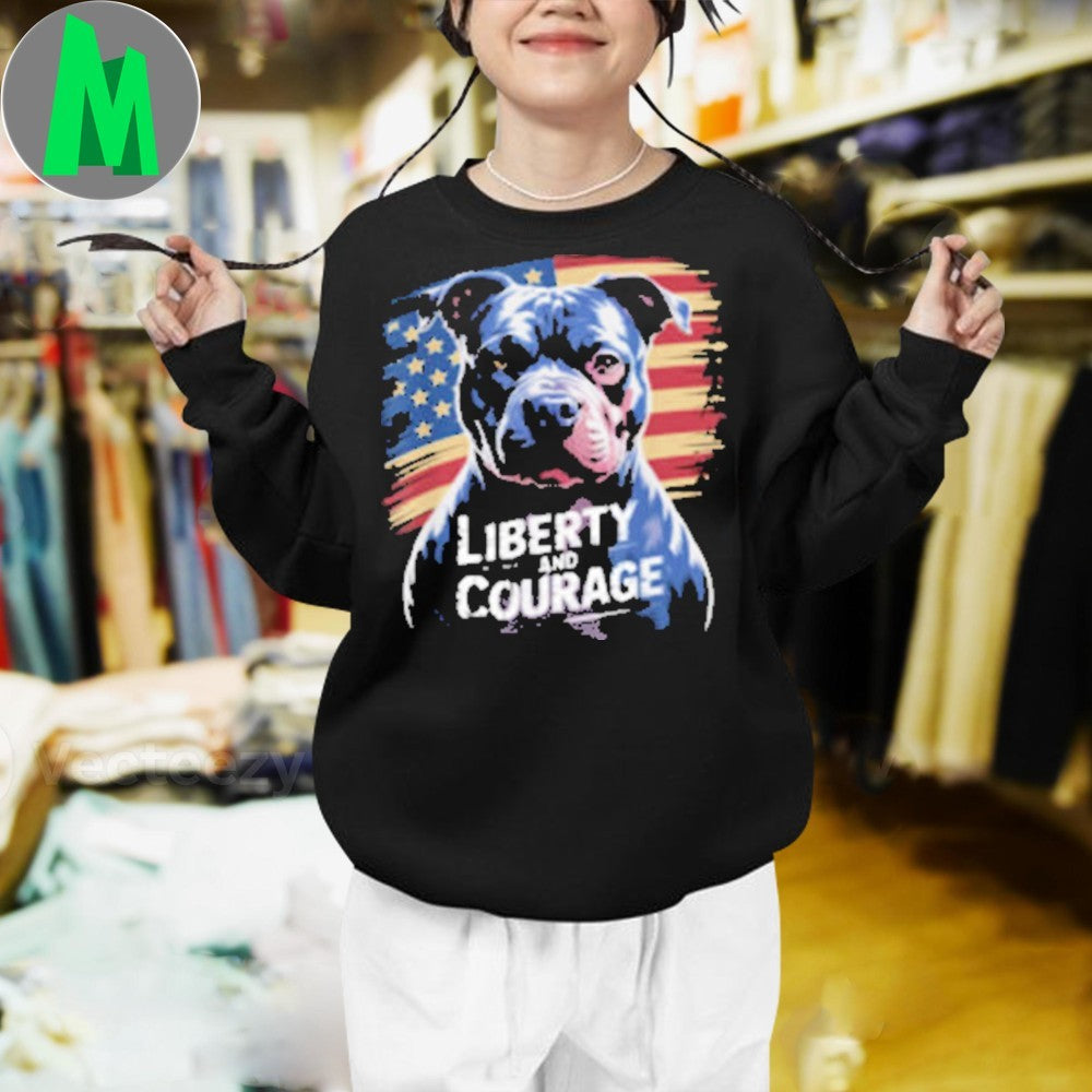 American Pitbull Terrier USA Flag Patriotic 4th of July Dog Tee Shirt