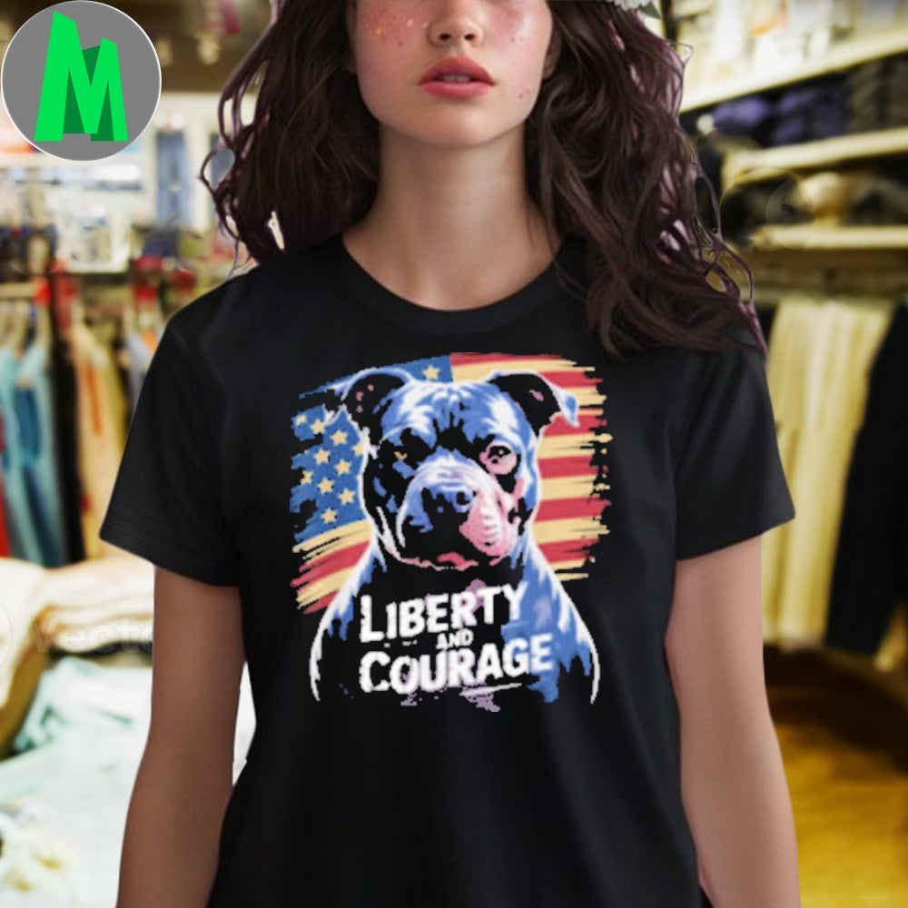 American Pitbull Terrier USA Flag Patriotic 4th of July Dog Tee Shirt