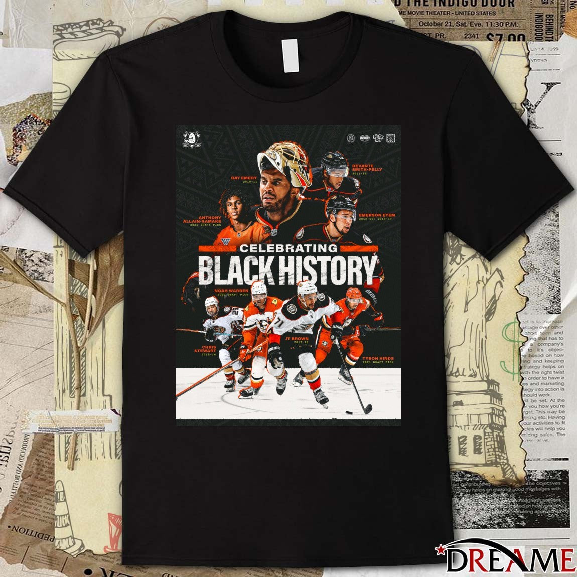 Anaheim Ducks Celebrating Black History Ray Emery, Devante Smith-Pelly, Anthony Allain-Samake Poster t-shirt