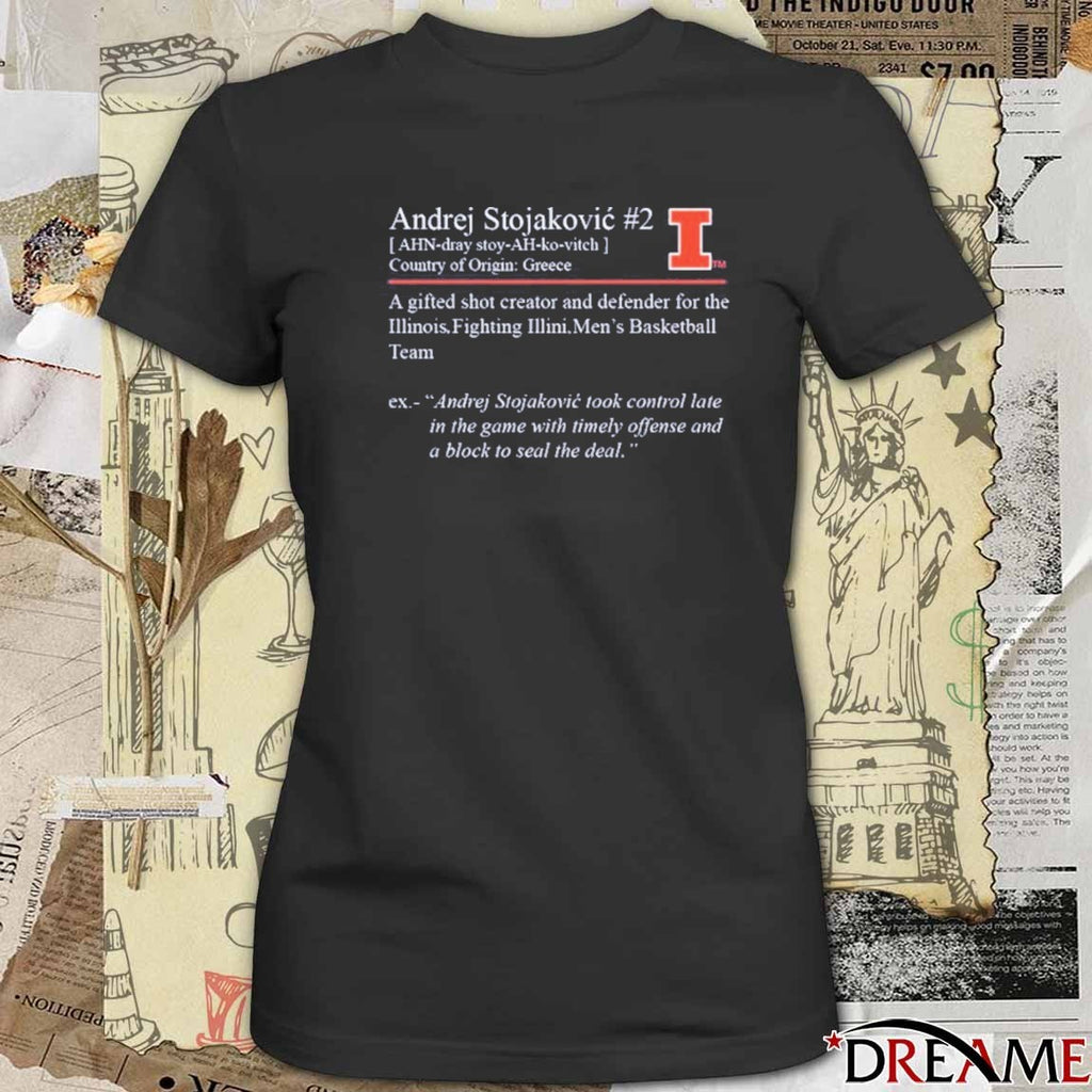 Andrej Stojaković Illinois Fighting Illini Men’s Basketball Country Of Origin Greece t-shirt