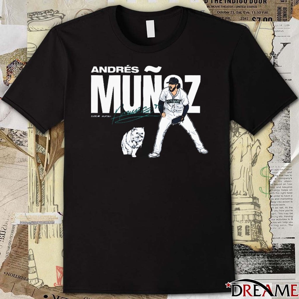 Andrés Muñoz Seattle Mariners MLB Slash Line Signature Painting t-shirt