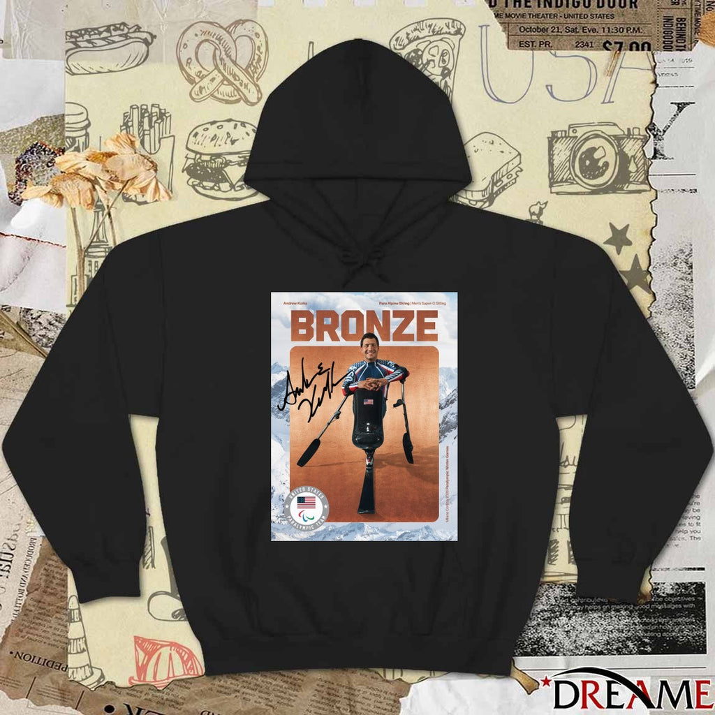 Andrew Kurka Para Alpine Skiing Men’s Super-G Sitting Bronze Medal Signature Poster t-shirt