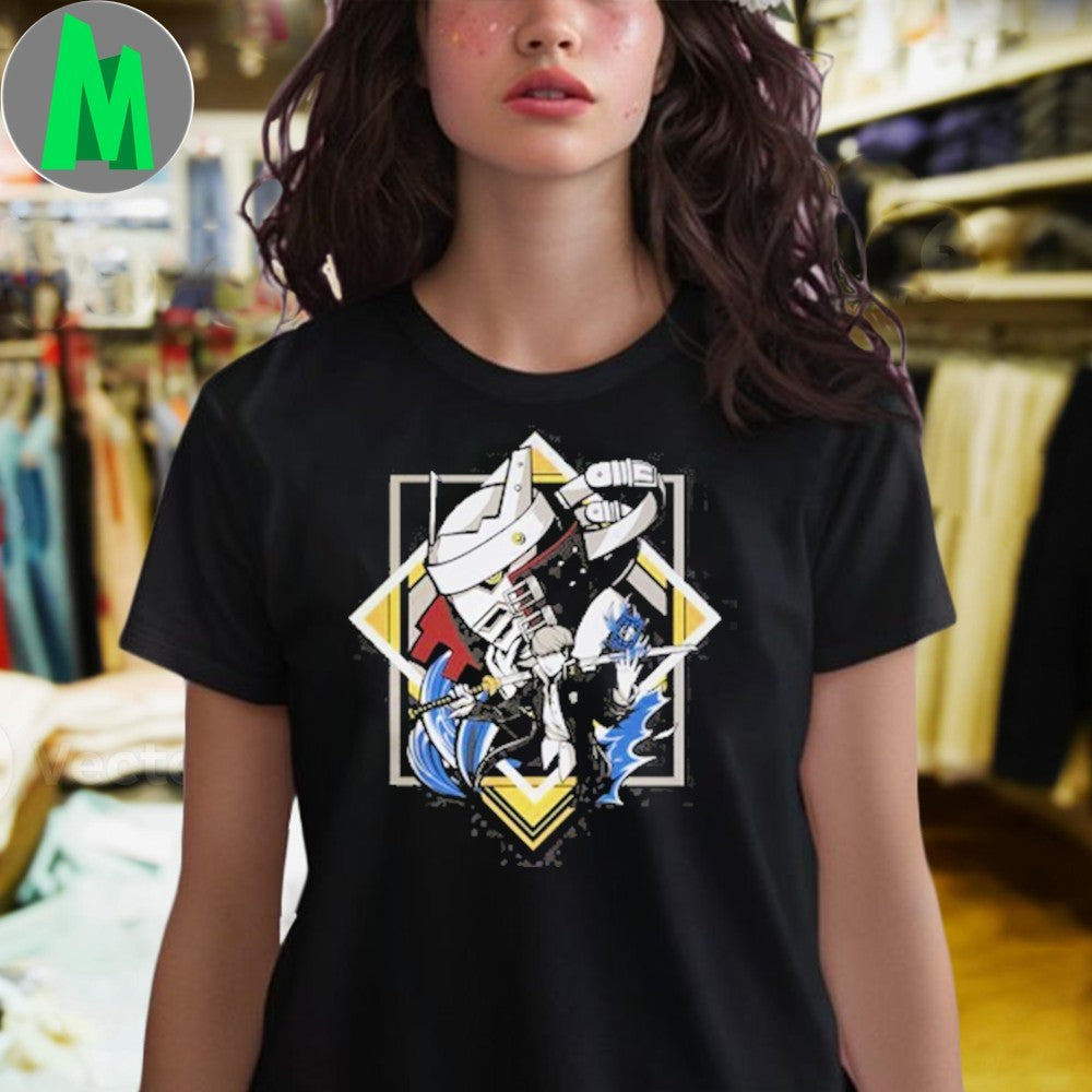 Anime Game Protagonist Robot Sword Graphic T-Shirt