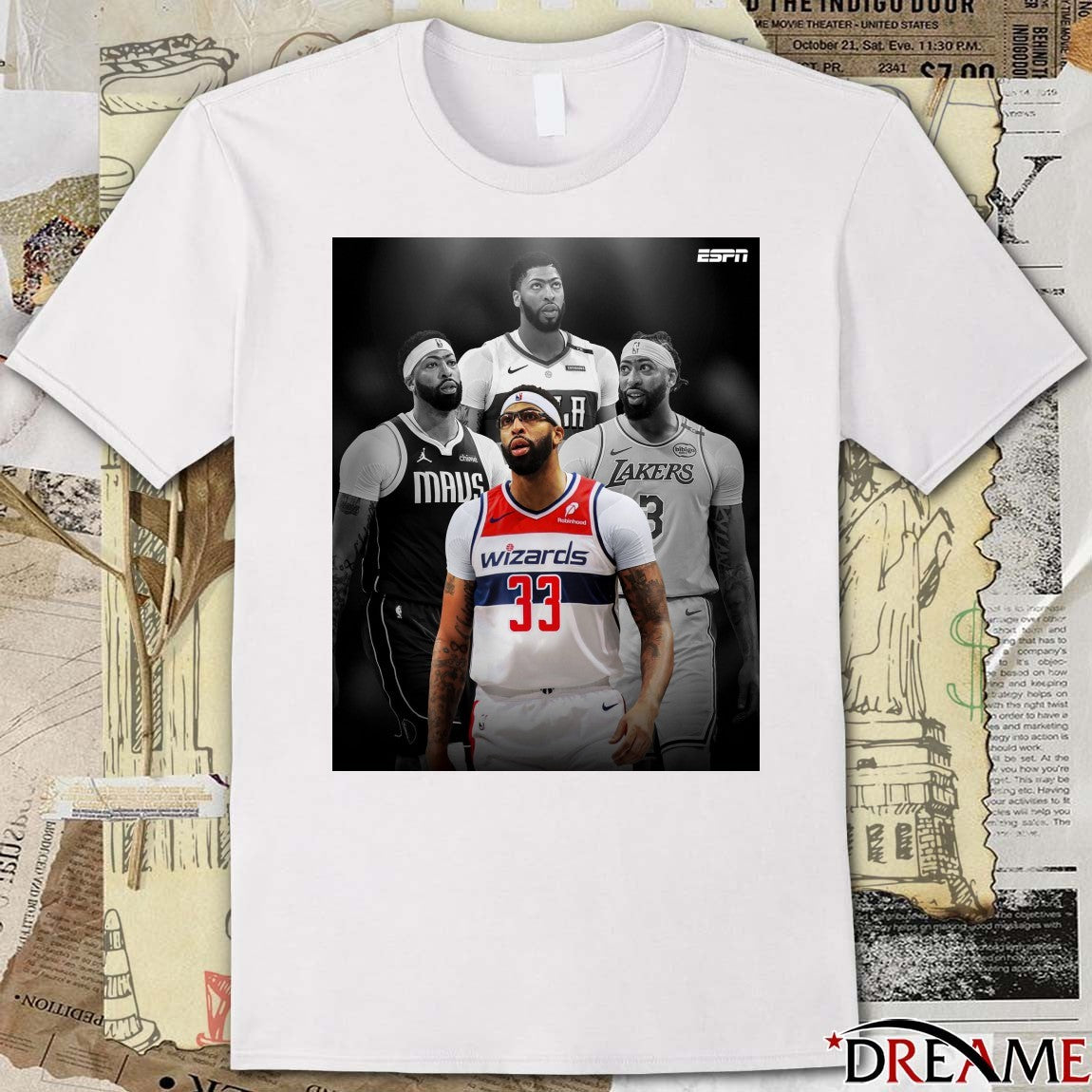 Anthony Davis Joins His Fourth NBA Pelicans, Lakers, Mavericks and Wizards Poster t-shirt