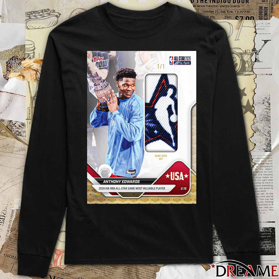 Anthony Edwards 2026 KIA NBA All-star Game Most Valuable Player Topps Now t-shirt