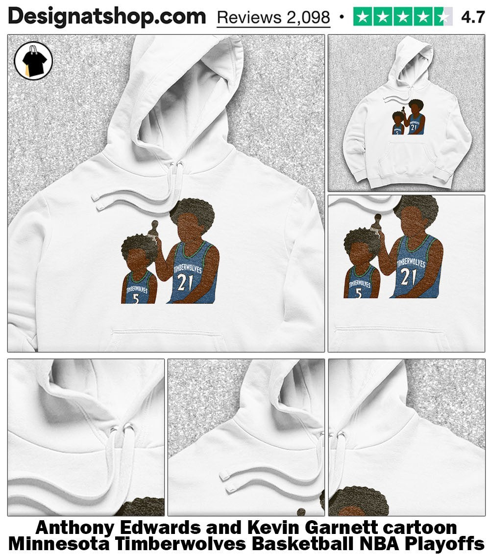 Anthony Edwards and Kevin Garnett cartoon Minnesota Timberwolves Basketball NBA Playoffs shirt
