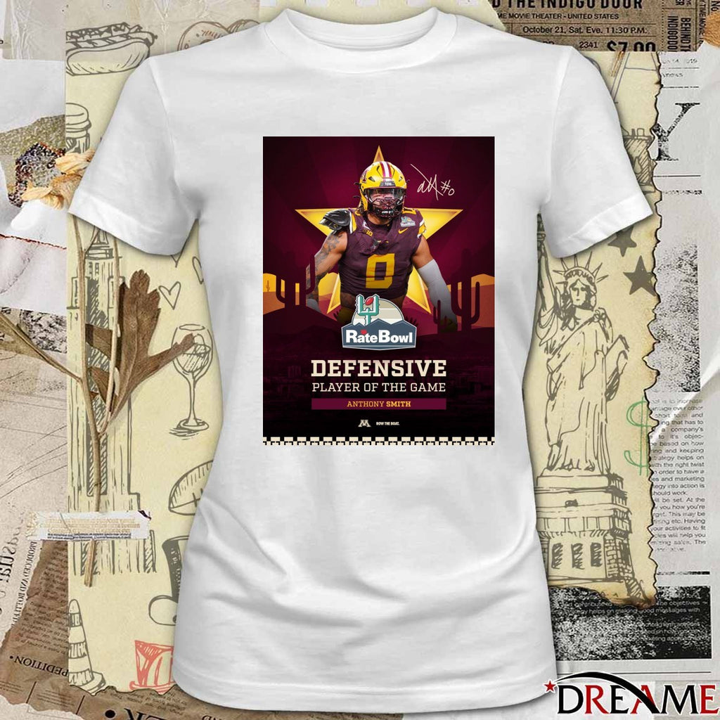 Anthony Smith Defensive Player of the Game Minnesota Golden Gophers 2025 Rate Bowl Signature Poster t-shirt
