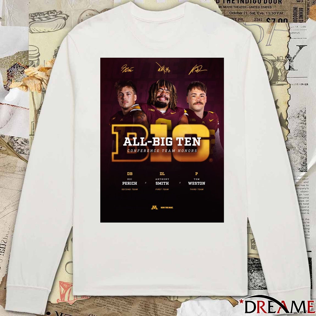 Anthony Smith, Koi Perich and Tom Weston Minnesota Golden Gophers All-Big Ten Conference team honors signatures Poster t-shirt